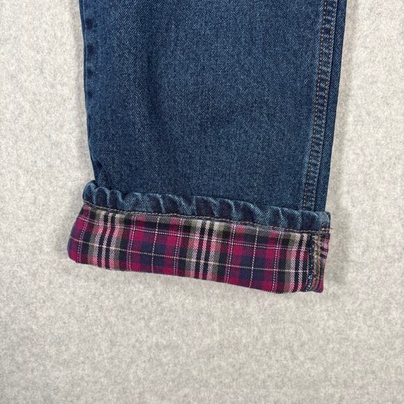 Flannel Lined Jean Women 12 Short Insulated Warm Thermal Soft Pink Plaid Outdoor - Picture 4 of 11